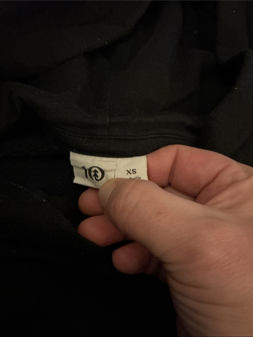 IO women’s Black Hooded Pullover with Small Tree Embroidery - Picture 3 of 5